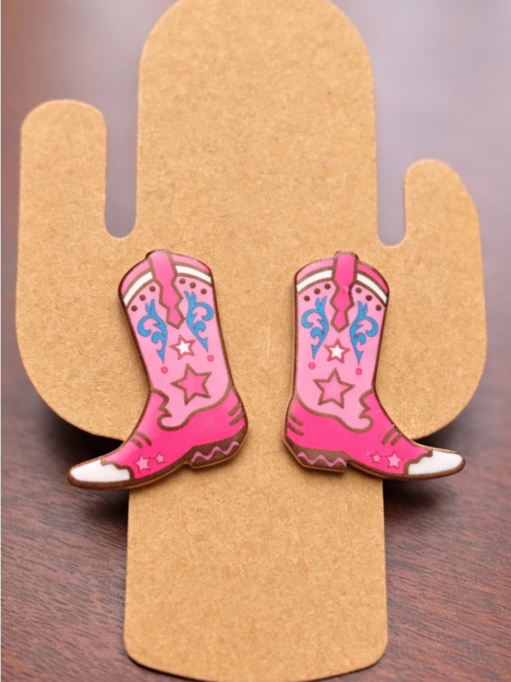 Pink Cowboy Boot Earrings - Cute Western Accessories